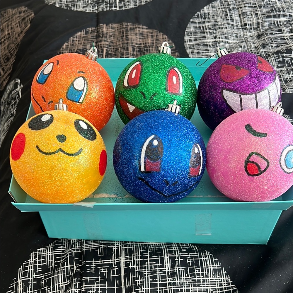 Colorful Glittery Character Ornaments Set